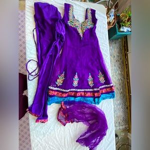 Beautiful purple girls silvar kameez